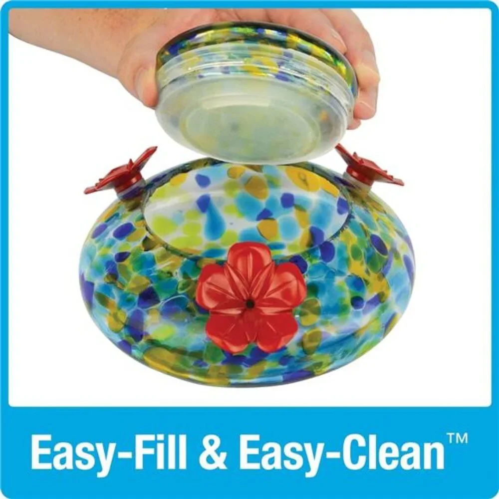 Hand Blown Illuminated Top Fill Hummingbird Feeder